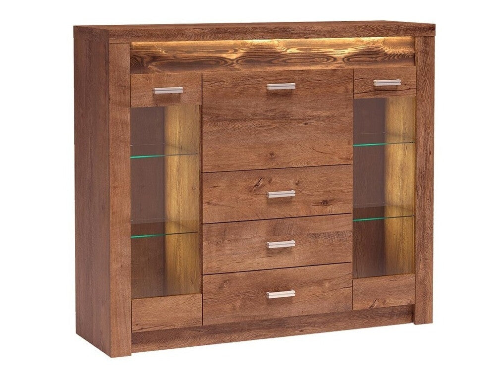 Komód Indianapolis (Nadia N08), Szín: Kőrisfa, Led világítás: Igen