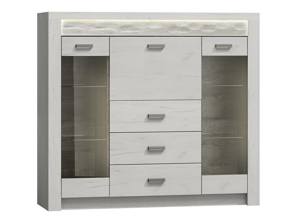 Komód Indianapolis (Nadia N08), Szín: Kézműves fehér, Led világítás: Igen