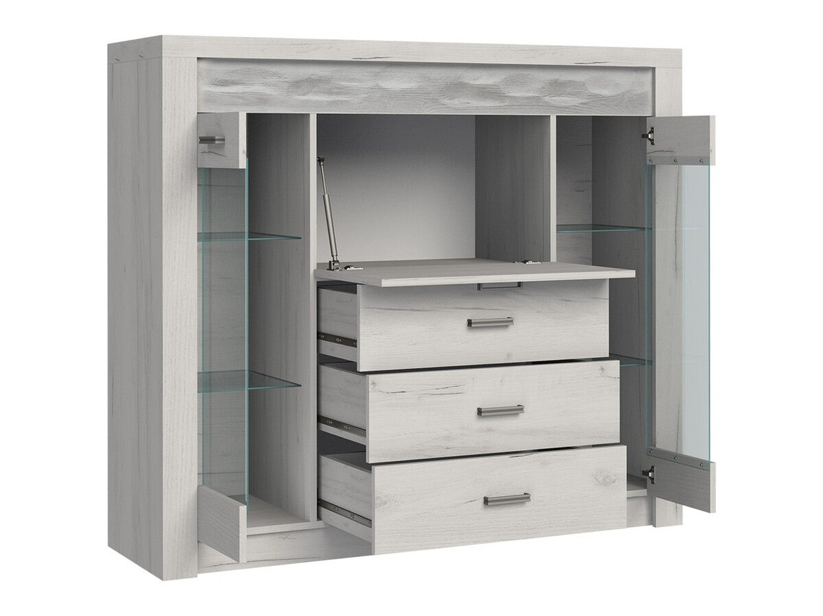 Komód Indianapolis (Nadia N08), Szín: Kézműves fehér, Led világítás: Igen