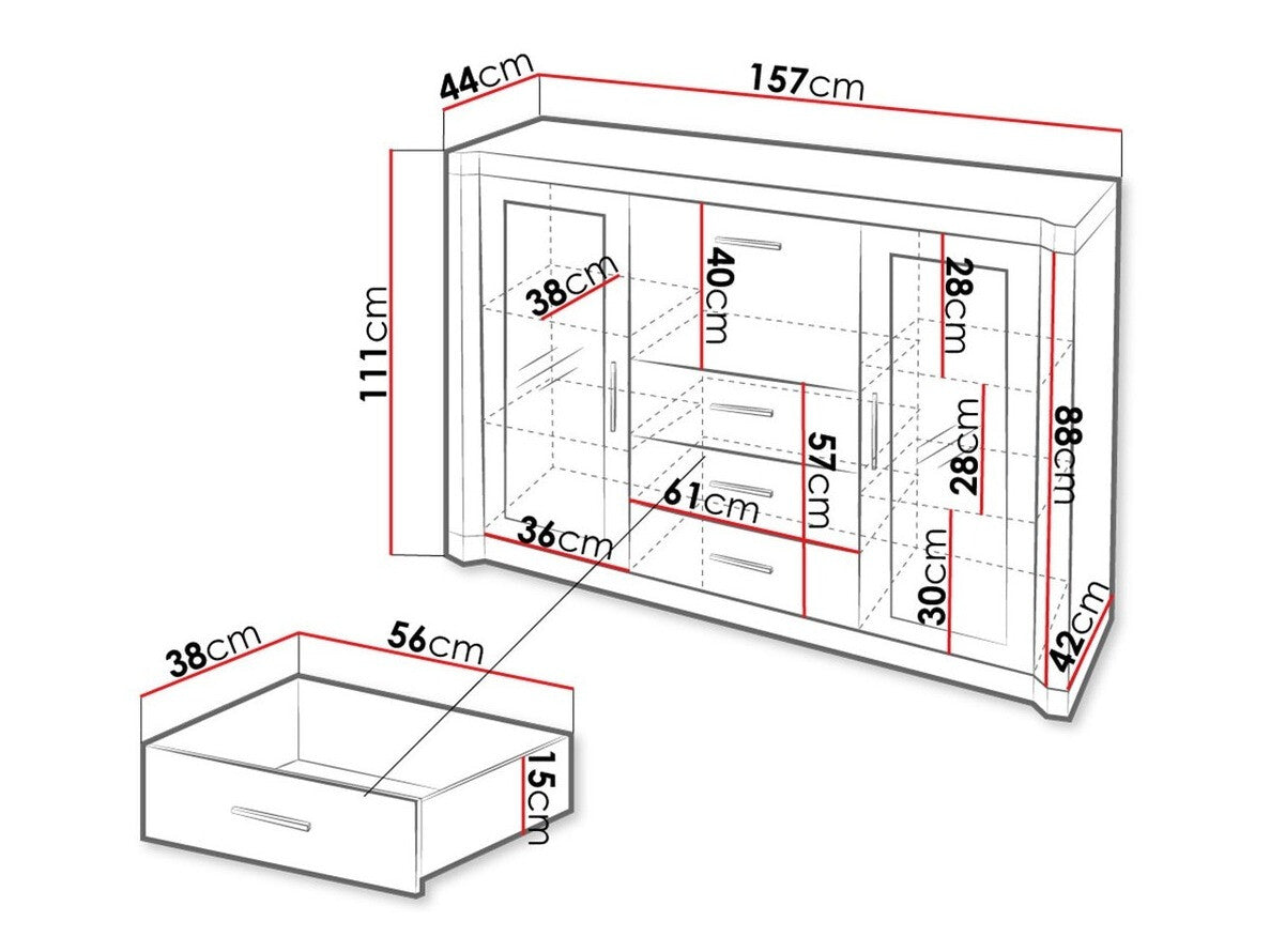 Komód Dallas D7 (Xavier), Szín: Triufel tölgy, Led világítás: Nem