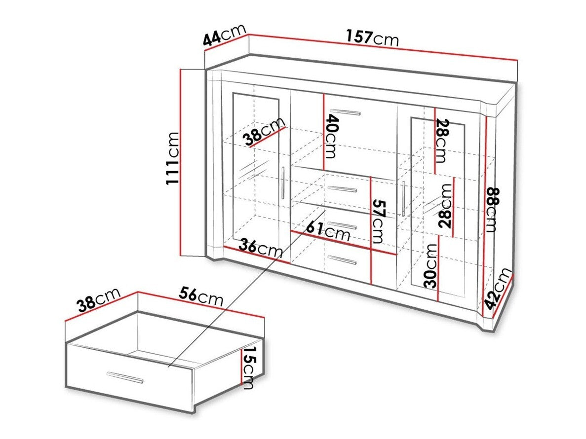 Komód Dallas D7 (Xavier), Szín: Sonoma tölgy, Led világítás: Igen