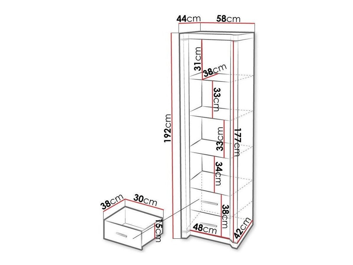 Könyvespolc Dallas D16 (Xavier), Szín: Triufel tölgy, Led világítás: Nem