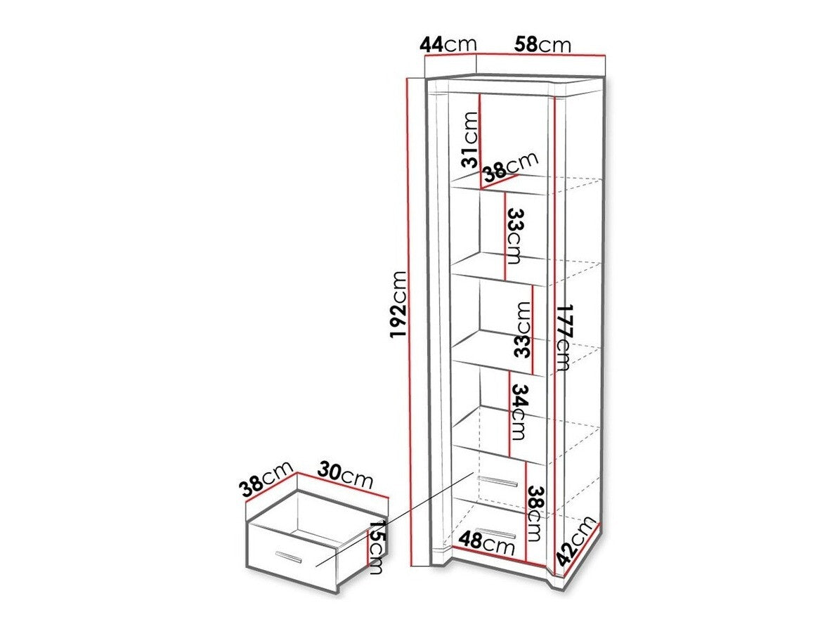 Könyvespolc Dallas D16 (Xavier), Szín: Sonoma tölgy, Led világítás: Igen