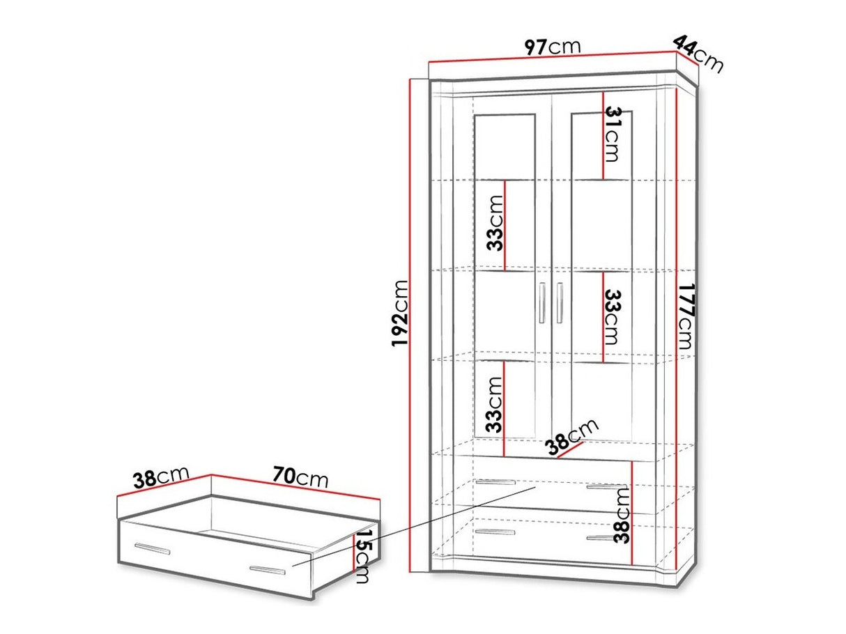 Könyvespolc Dallas D17 (Xavier), Szín: Triufel tölgy, Led világítás: Nem