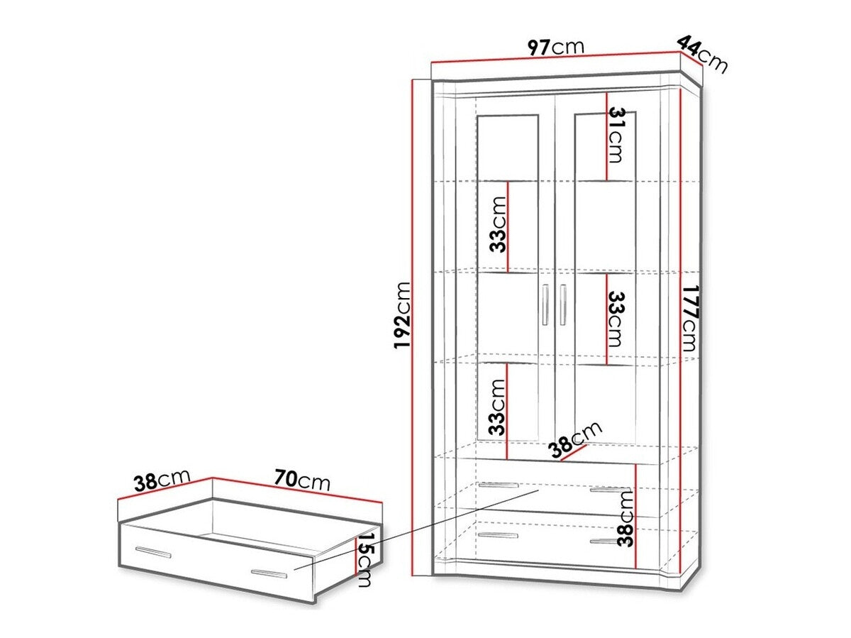 Könyvespolc Dallas D17 (Xavier), Szín: Sonoma tölgy, Led világítás: Igen