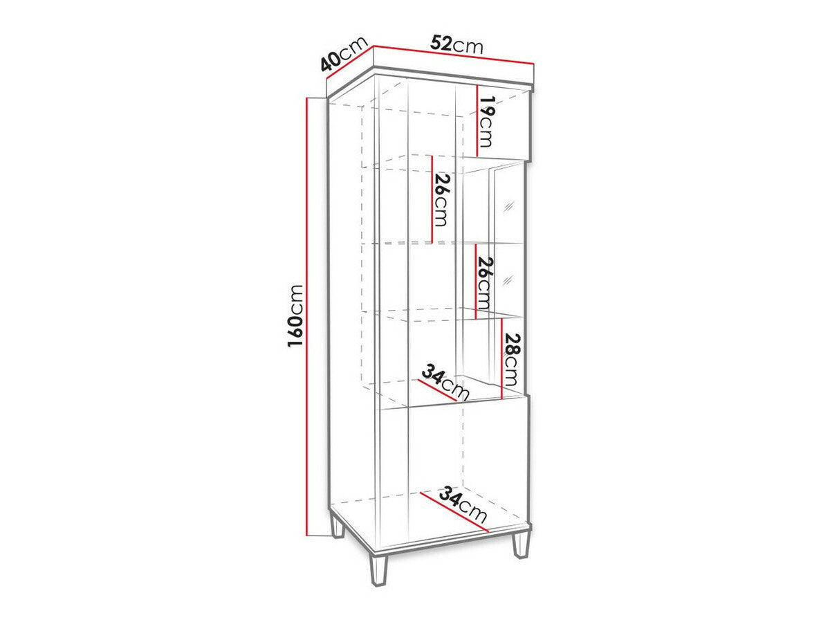 Könyvespolc MARCO 50 (Anrok 50/160 L AR10), Szín: Fehér + Fényes fehér + Fényes fa