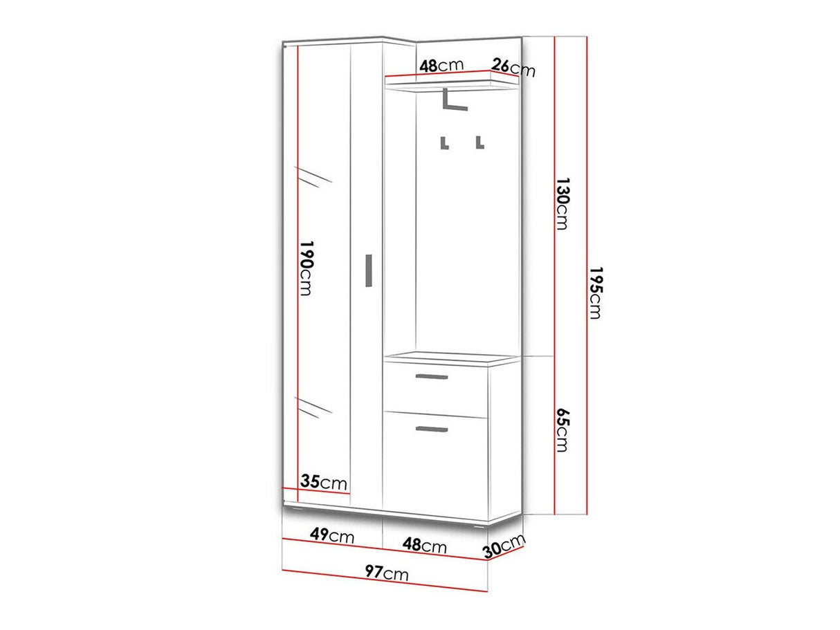 Előszoba garnitúra LUX (Osztály), Szín: Triufel + Fehér