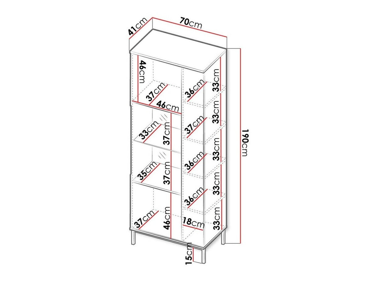 Könyvespolc Querty WIT70 (Marinez MR07), Szín: Fehér, Led világítás: Nem