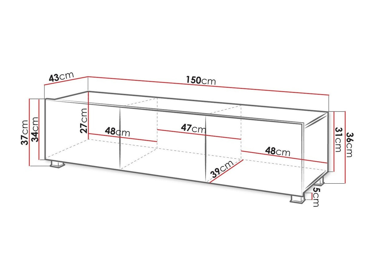 TV-állvány Calabrini 150 (Bralani BR04), Szín: Fehér + Fényes fehér