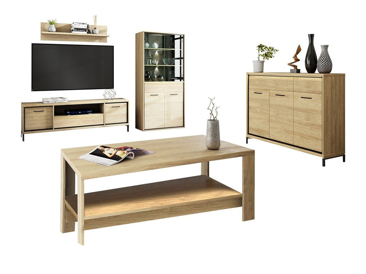 Nappali szett MEDIOLAN III (Sarged III), Szín: Fényes fa, Led világítás: Igen, Lábak: Igen