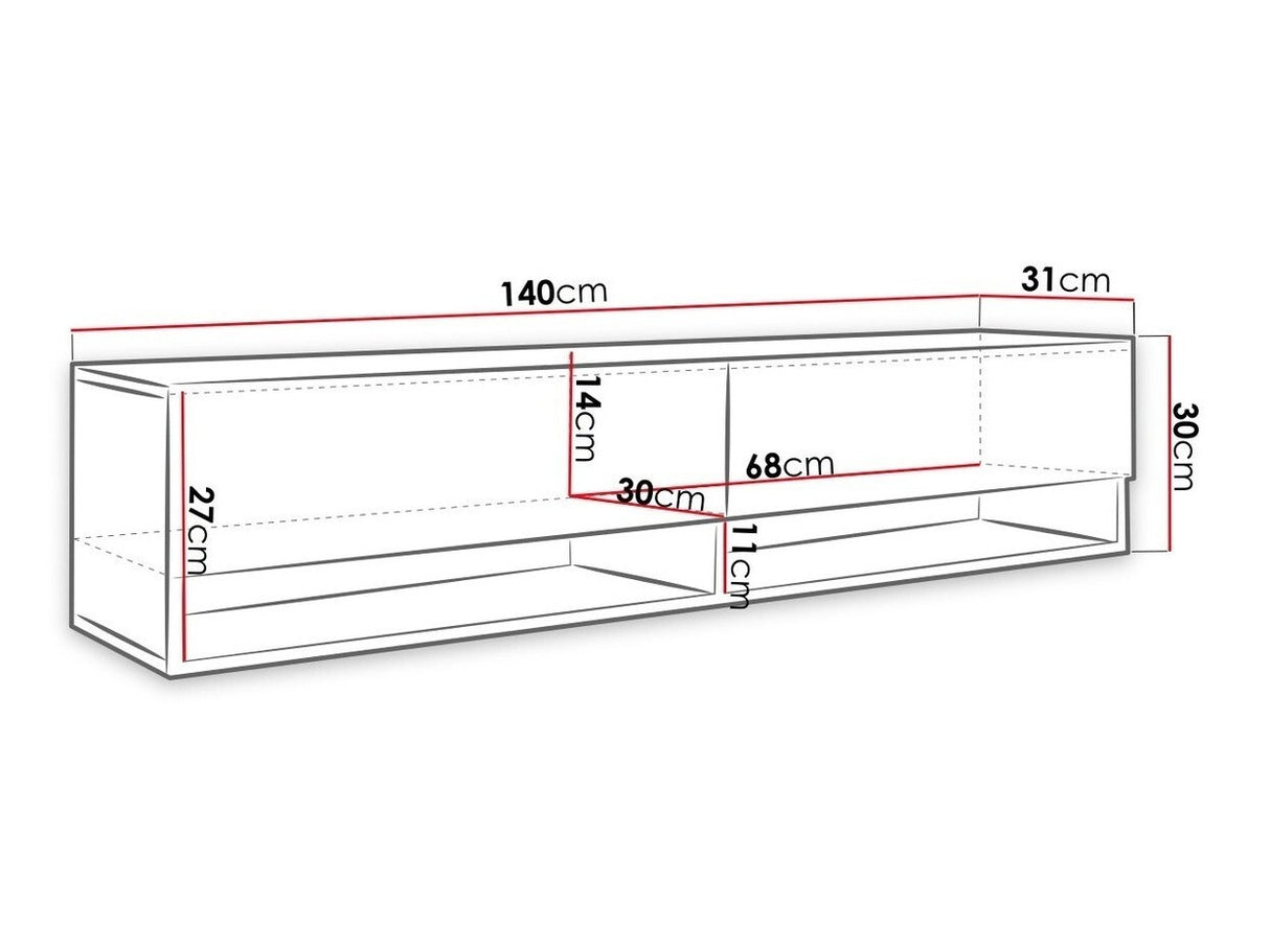 TV-állvány Lowboard A140 (Adenik 140), Led világítás: Igen, Szín: Wotan tölgy