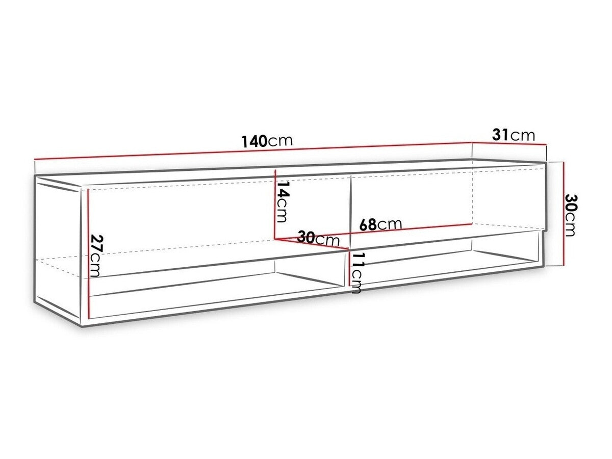 TV-állvány Lowboard A140 (Adenik 140), Led világítás: Nem, Szín: Wotan tölgy