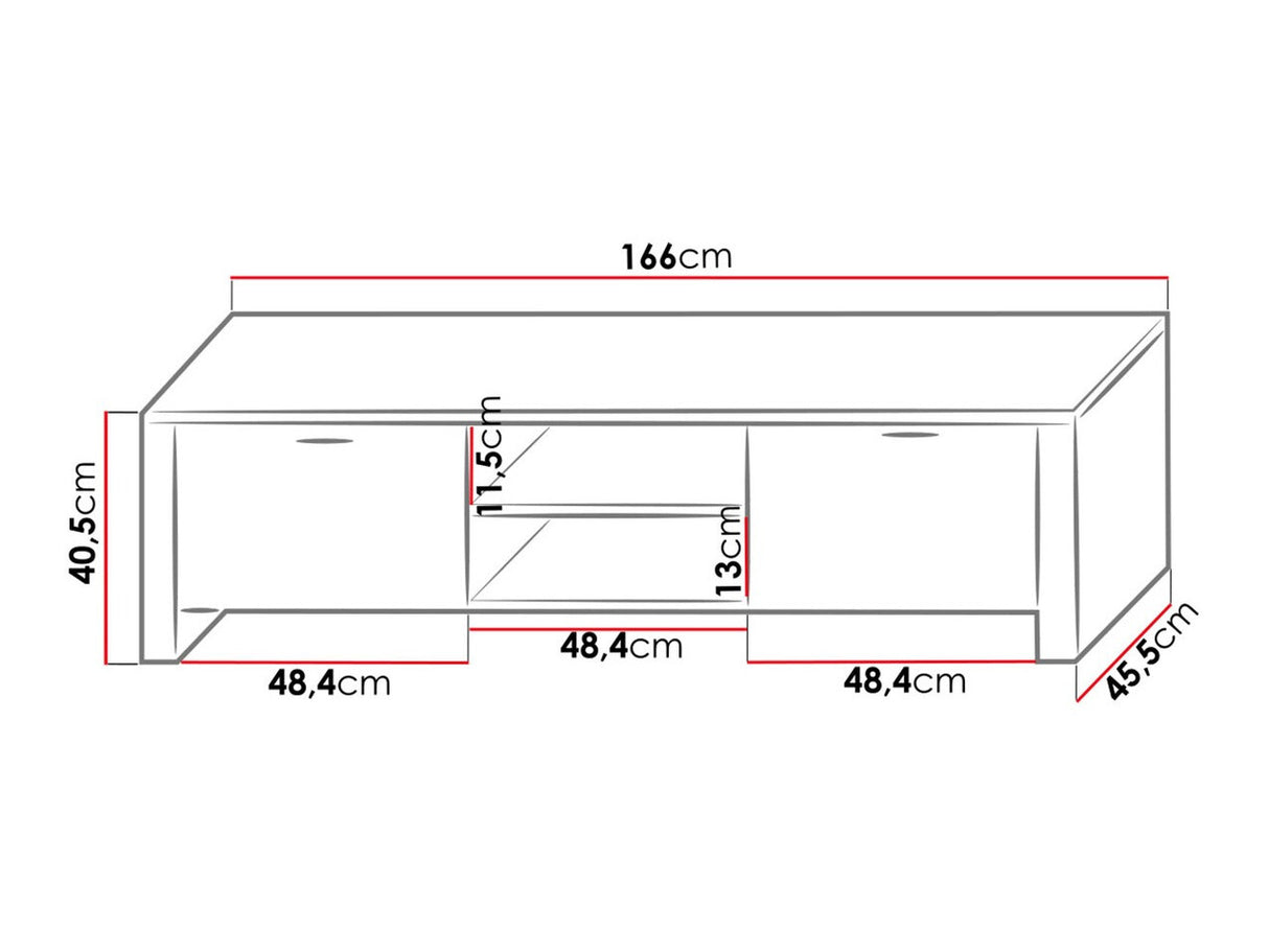 TV-állvány RTv 9 (Cleo IX), Szín: Fehér + Fényes fehér