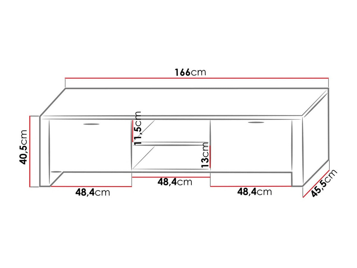 TV-állvány RTv 9 (Cleo IX), Szín: Fehér + Fényes fekete