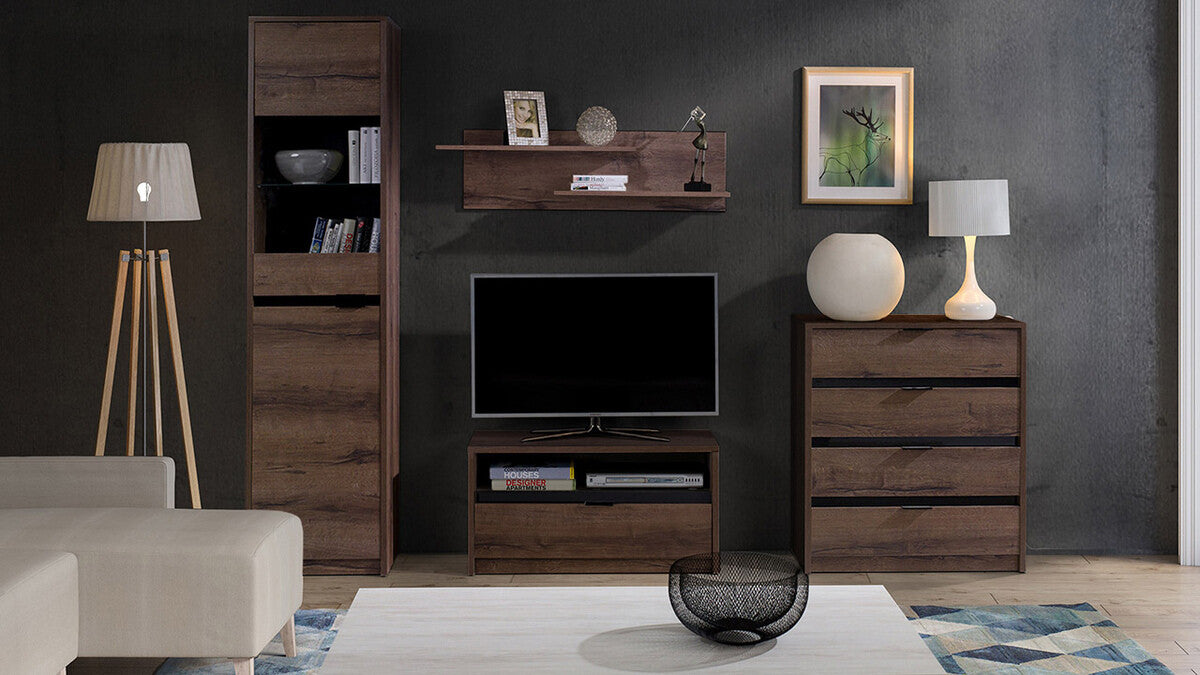 TV-állvány Denver (Verdek RTV1SZ VD09), Szín: Monastery tölgy + Fényes fekete