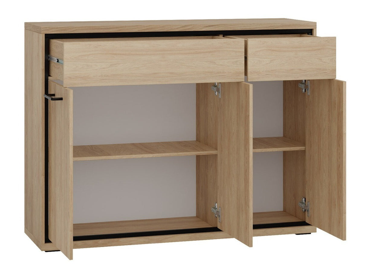 Nappali szett MEDIOLAN III (Sarged III), Szín: Fényes fa + Tölgy, Led világítás: Igen, Lábak: Igen