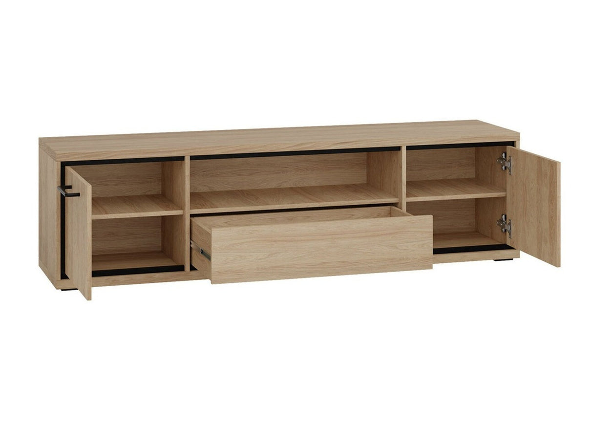 Nappali szett MEDIOLAN III (Sarged III), Szín: Fényes fa + Tölgy, Led világítás: Igen, Lábak: Nem