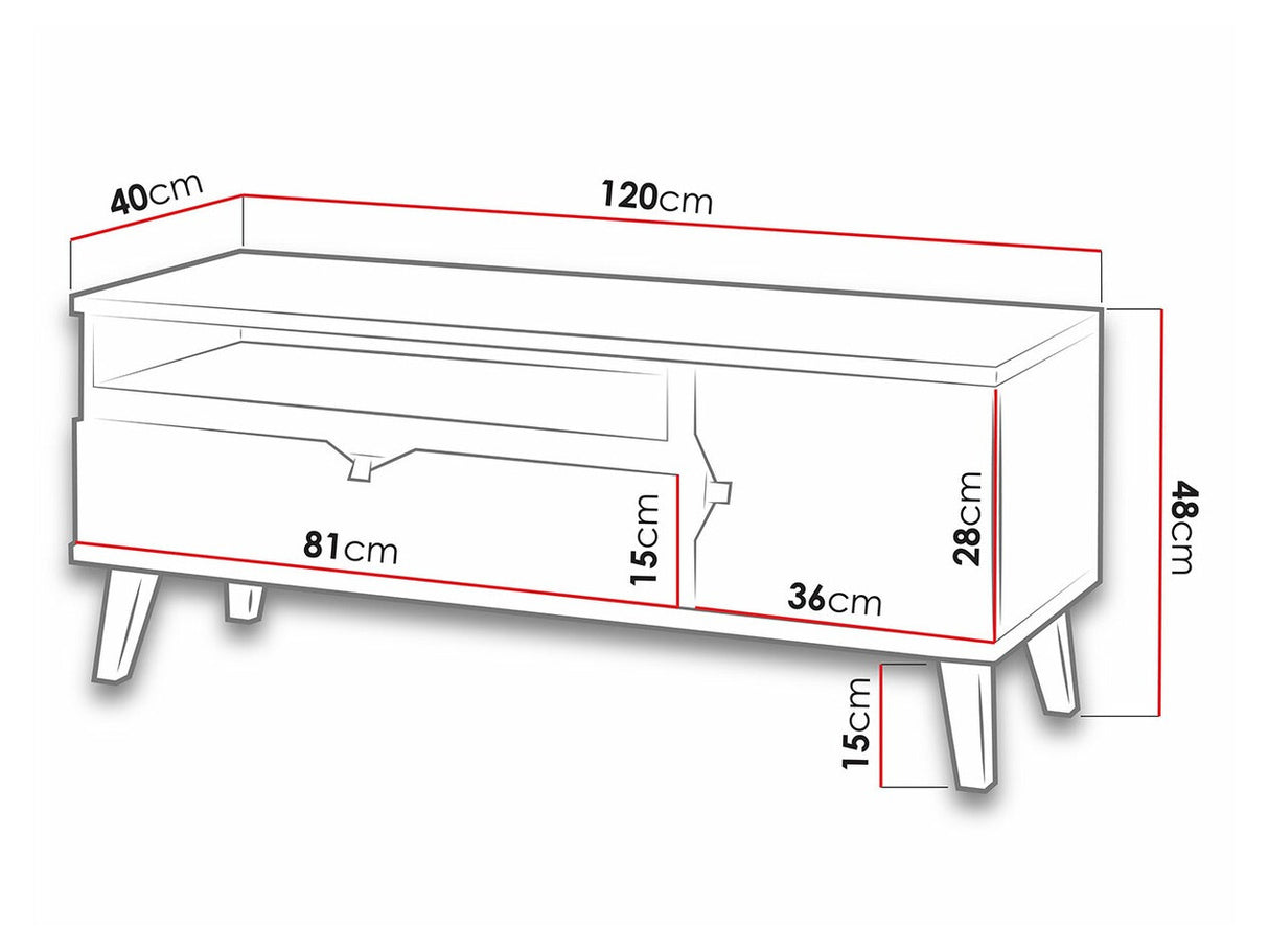 TV-állvány MEMONE (Temero), Szín: Arany tölgy + Grafit + Fehér