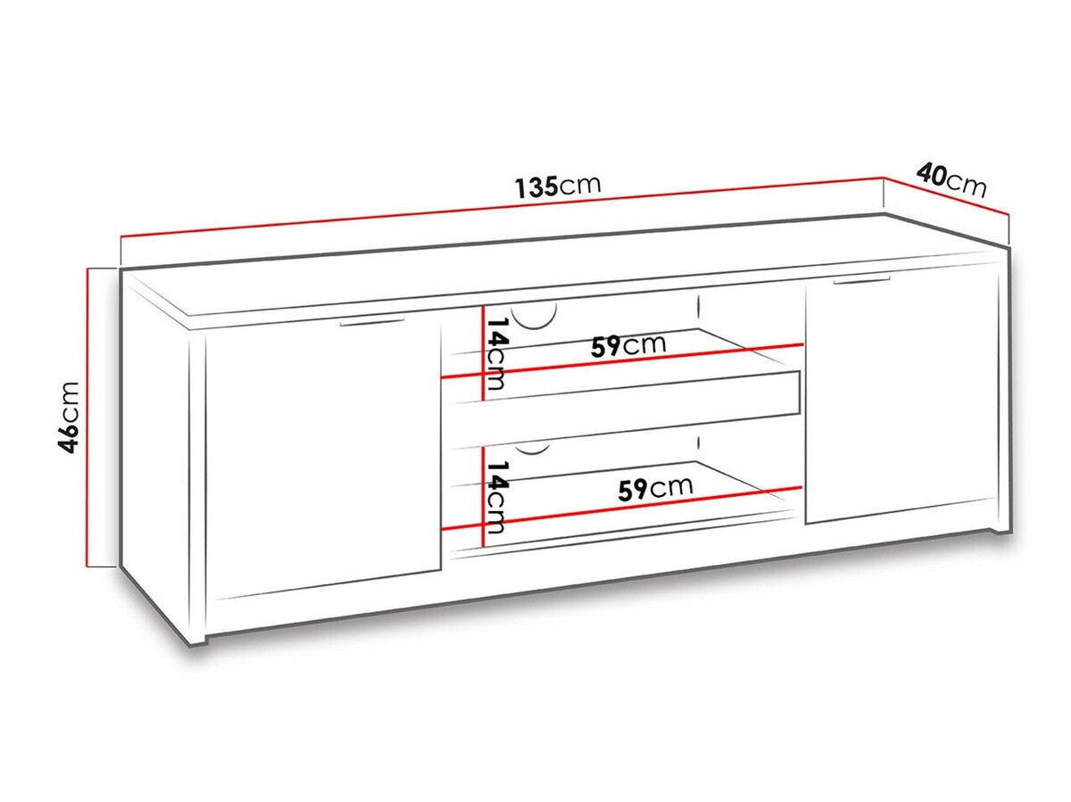 TV-állvány Denver (Verdek RTV2D VD10) I, Szín: Monastery tölgy + Fényes fekete