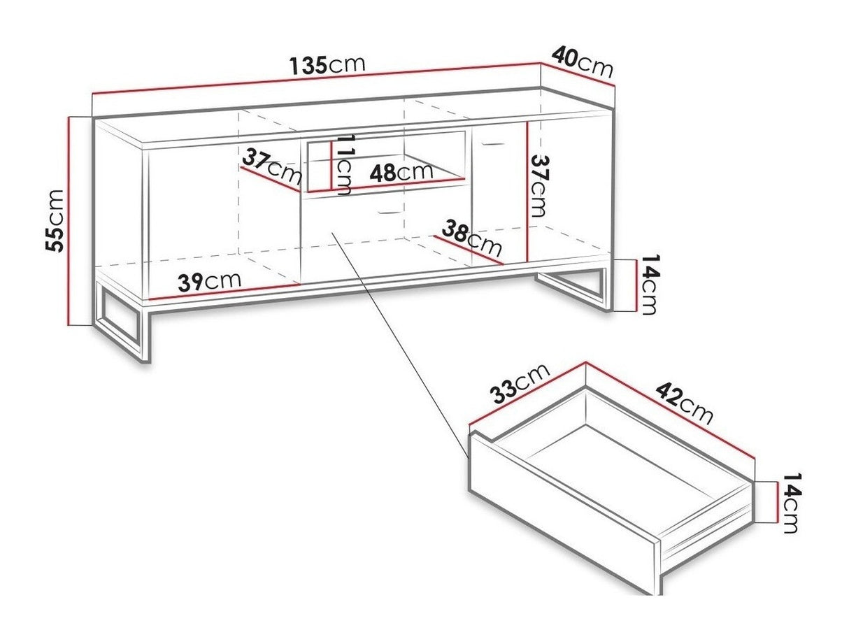 TV-állvány Olier OL05, Szín: Fehér + Artisan tölgy