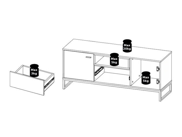 TV-állvány Olier OL05, Szín: Fehér + Artisan tölgy