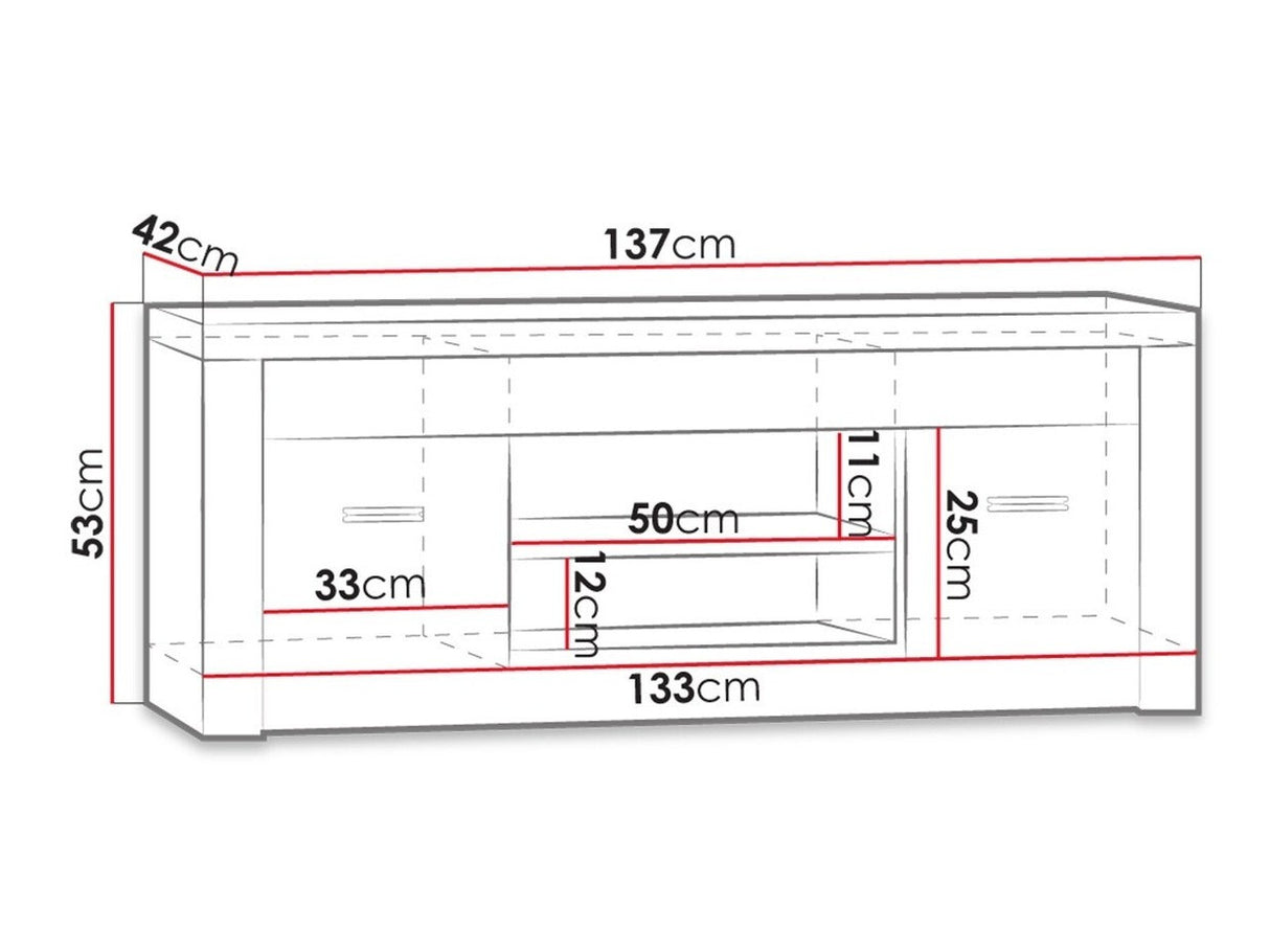 TV-állvány Indianapolis (Nadia N09), Szín: Sötét kőris, Led világítás: Nem