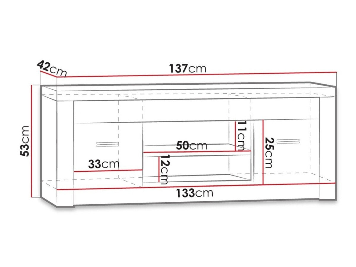 TV-állvány Indianapolis (Nadia N09), Szín: Kőrisfa, Led világítás: Igen