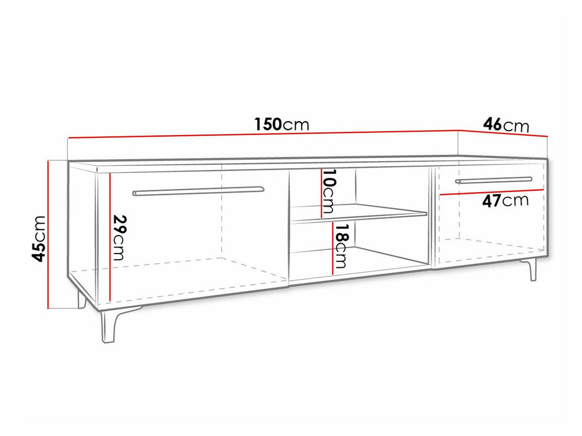 TV-állvány RTv XIII W (Cleo XIII W), Szín: Fehér + Fényes szürke