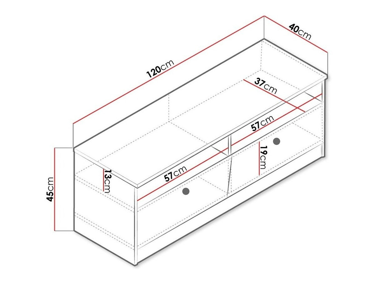 TV-állvány Nero 8 (Wurak), Szín: Artisan tölgy + Fehér + Szürke