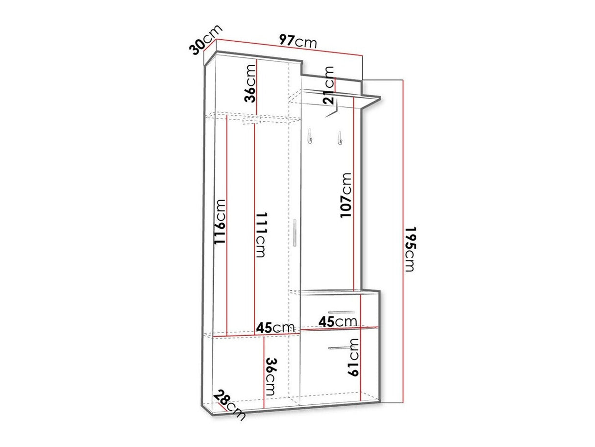 Előszoba garnitúra Rio (Tybury), Tükör: Nem