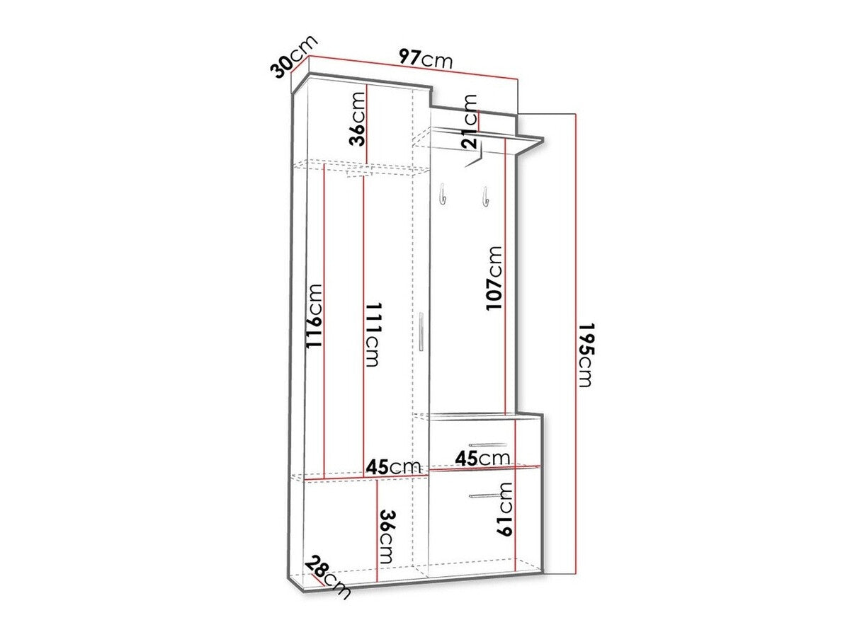 Előszoba garnitúra Rio (Tybury), Tükör: Igen