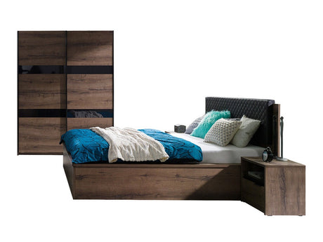 Hálószoba garnitúra Denver (Verdek VI), Fék: Nem, Led világítás: Nem, Szín: Monastery tölgy + Fényes fekete