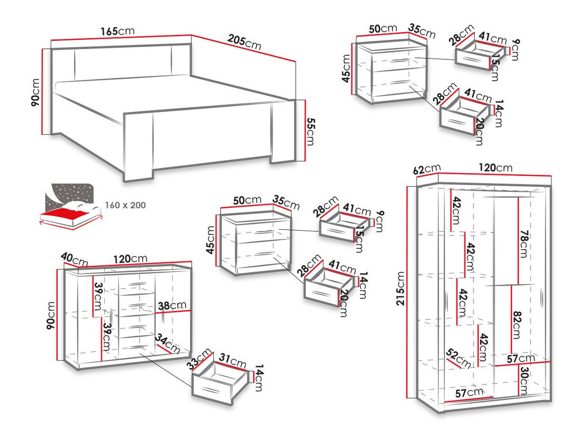 Hálószoba garnitúra Bonem II (Kler II), Szín: Fehér