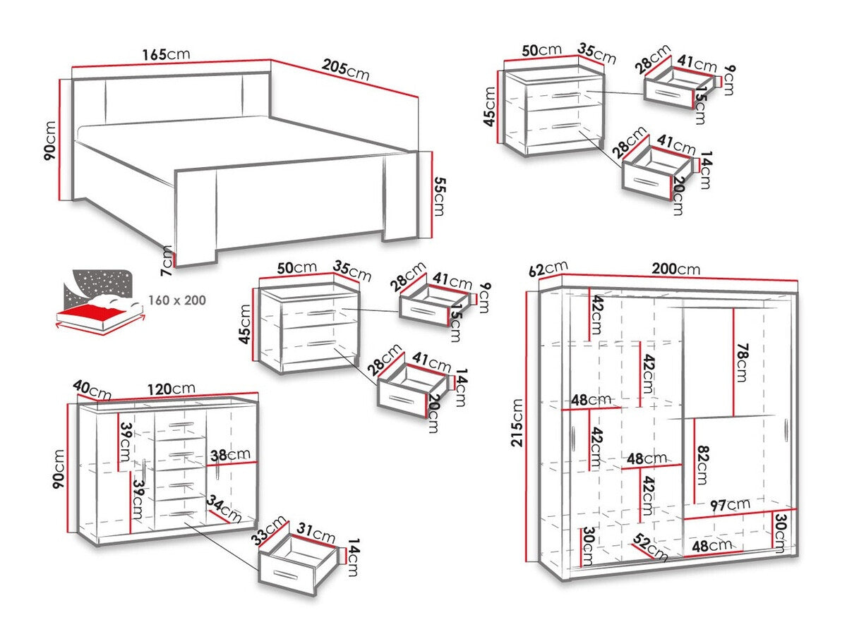 Hálószoba garnitúra Bonem VI (Kler VI), Szín: Fehér + Soft Pik 017
