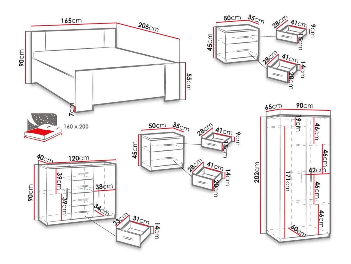 Hálószoba garnitúra Bonem XI (Kler XI), Szín: Fehér