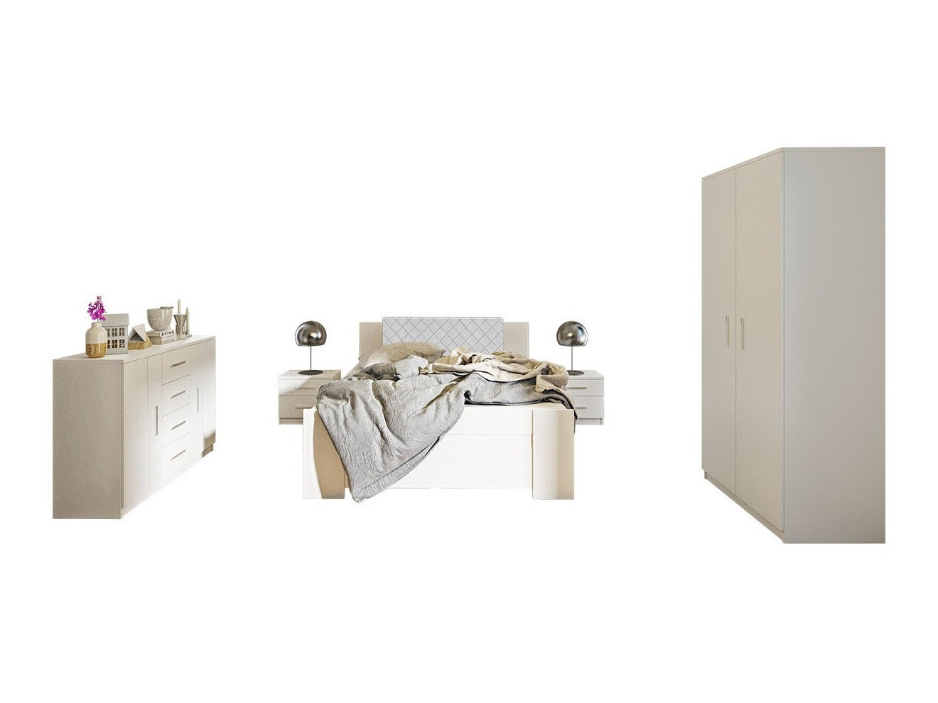 Hálószoba garnitúra Bonem XI (Kler XI), Szín: Fehér + öko bőr Soft Pik 017