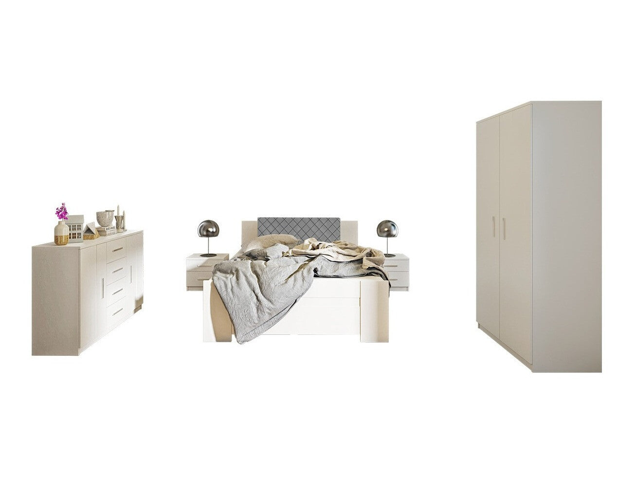 Hálószoba garnitúra Bonem XI (Kler XI), Szín: Fehér + öko bőr Soft Pik 029