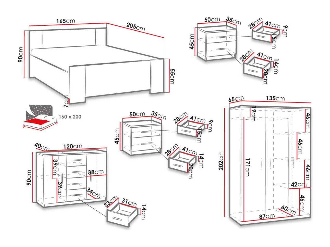 Hálószoba garnitúra Bonem XII (Kler XII), Szín: Fehér