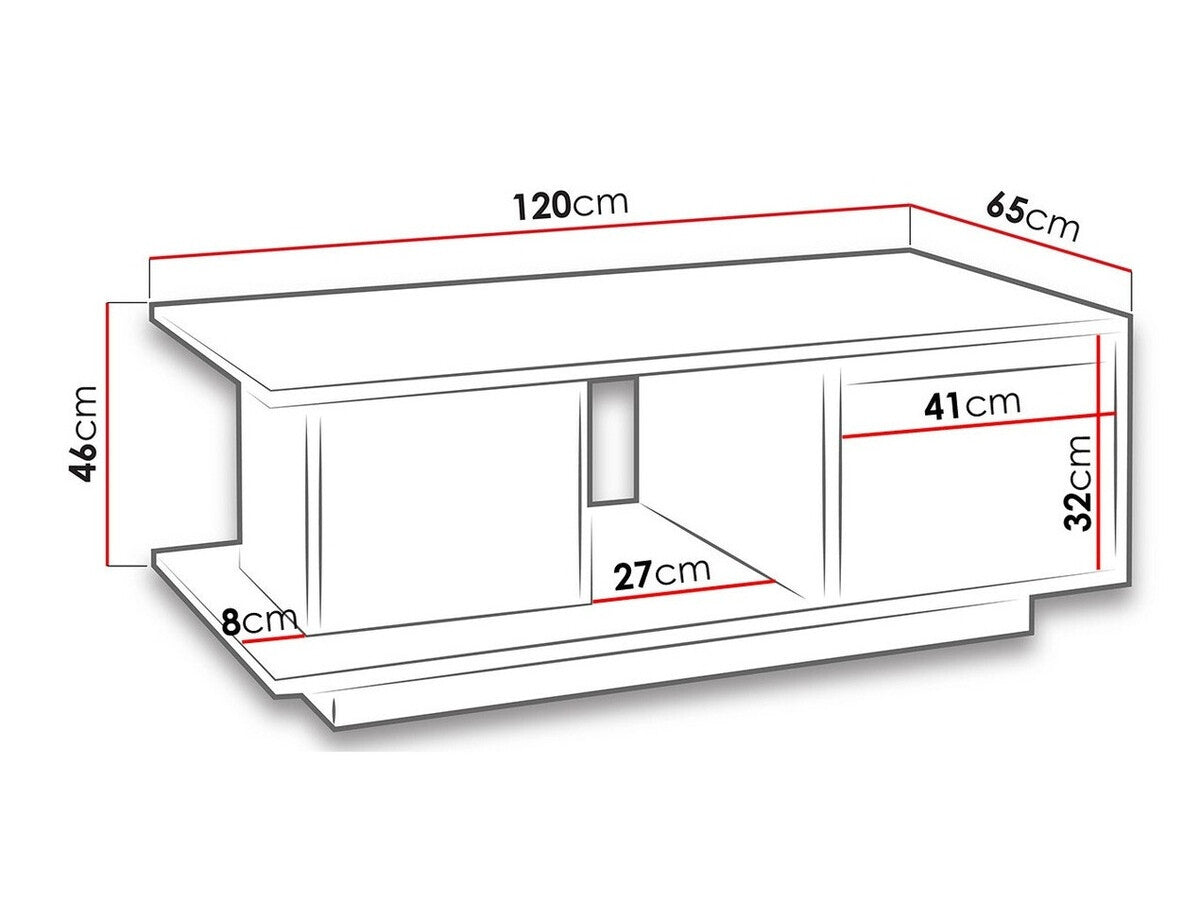 Dohányzóasztal Denver (Verdek VD05), Szín: Monastery tölgy + Fényes fekete
