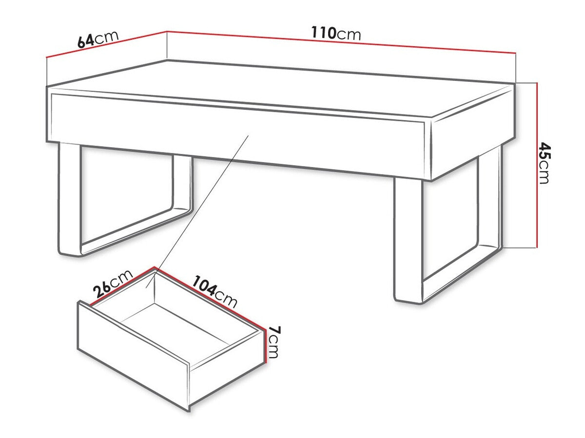 Dohányzóasztal Calabrini (Bralani BR12), Szín: Fehér + Fényes fehér