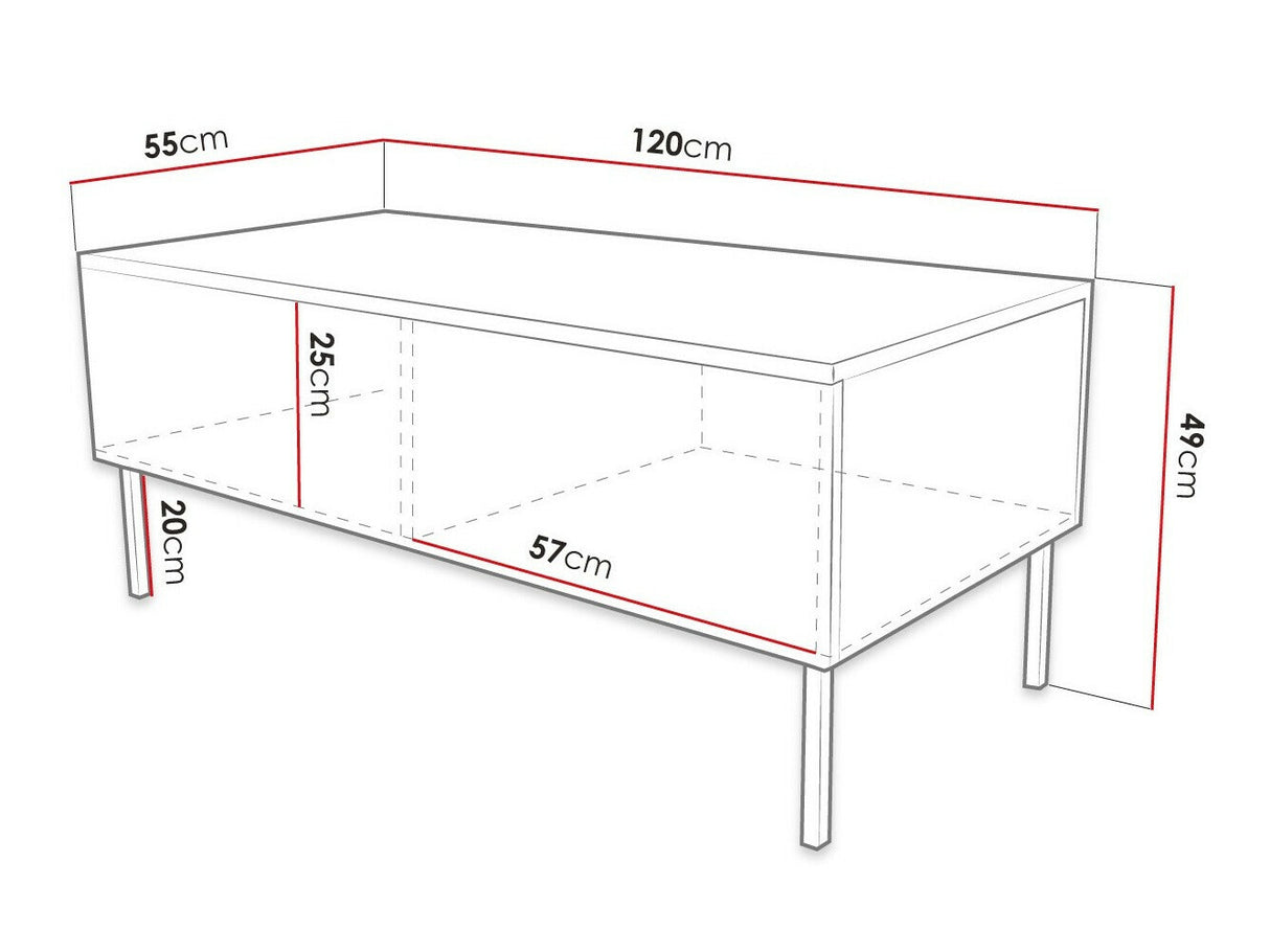 Dohányzóasztal EXITO 120 (Madrielle) (Fekete + Fényes fekete)