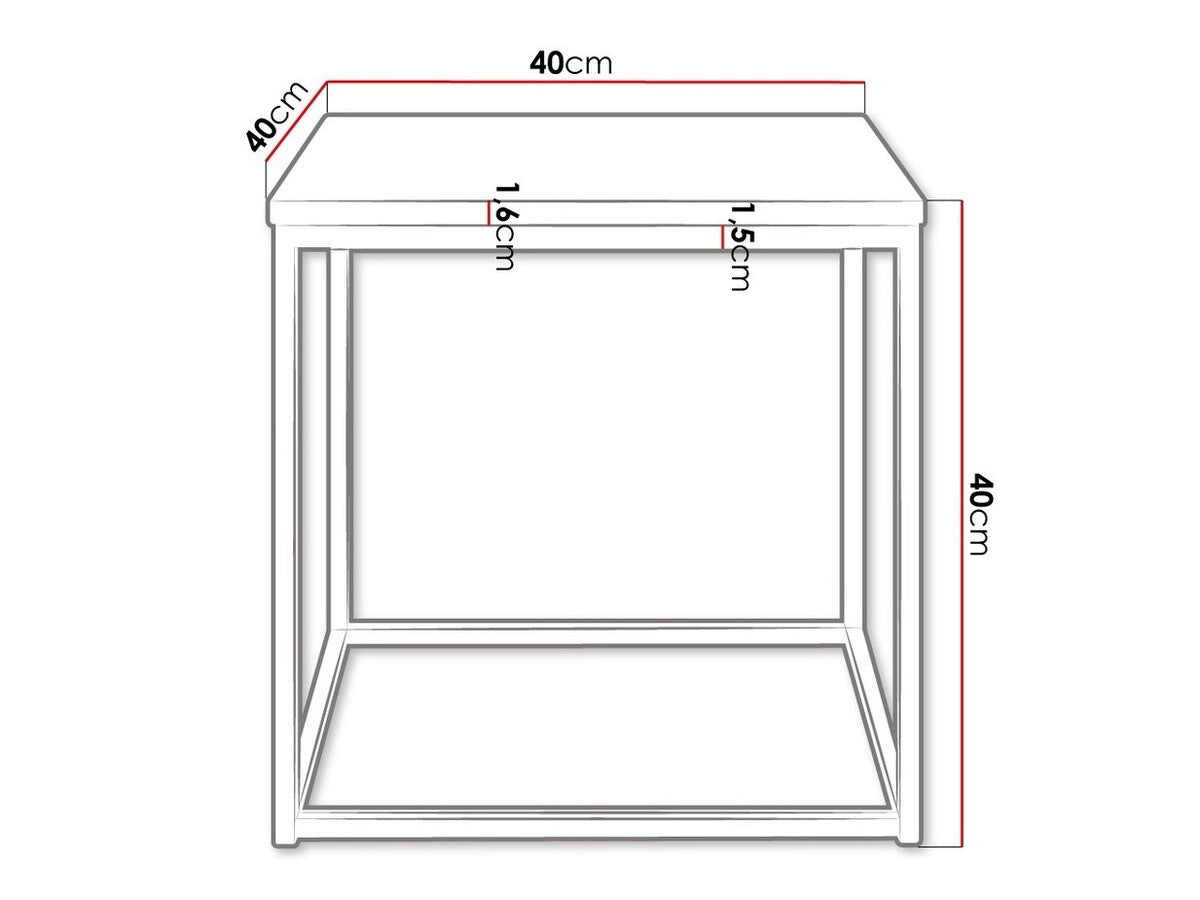 Dohányzóasztal Cubo S (Etelka S), Szín: Matt fekete + Fényes fekete