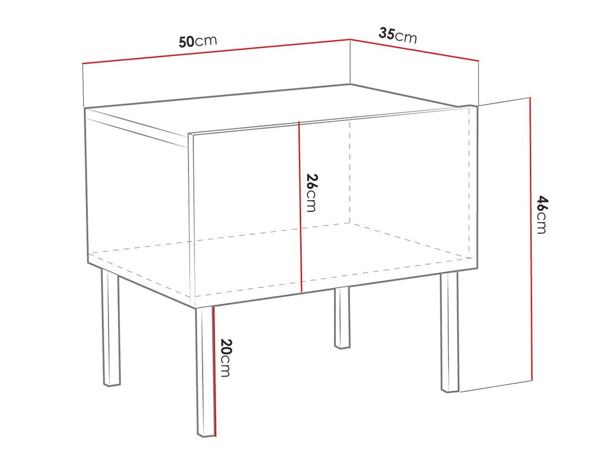 Éjjeliszekrény EXITO 50 (Madrielle) (Fehér + Fényes fehér)