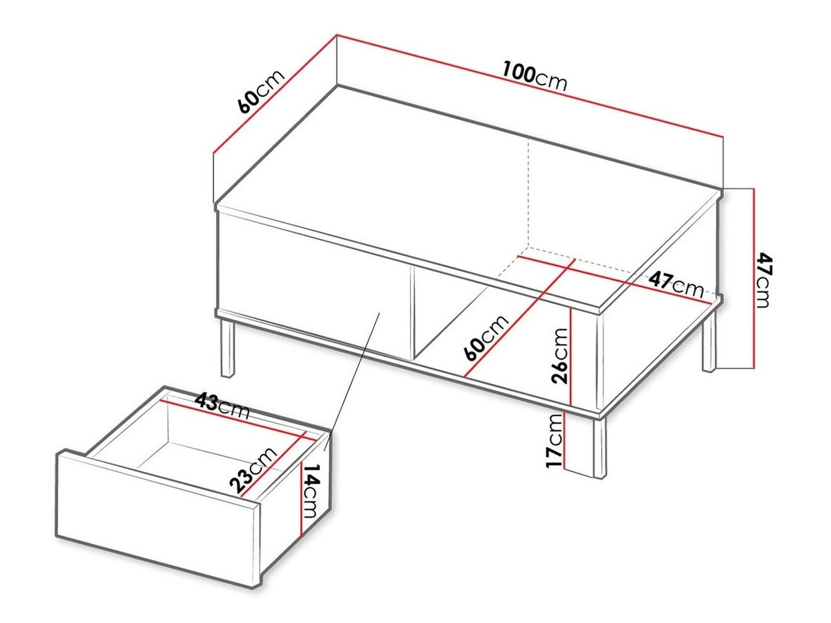 Dohányzóasztal Querty (Marinez MR02), Szín: Fényes fa