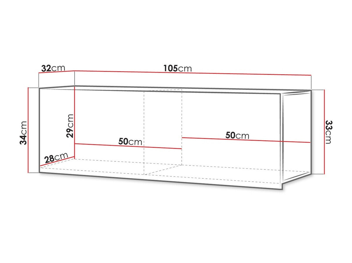 Fali szekrény Calabrini (Bralani BR02), Szín: Fekete + Fényes fekete