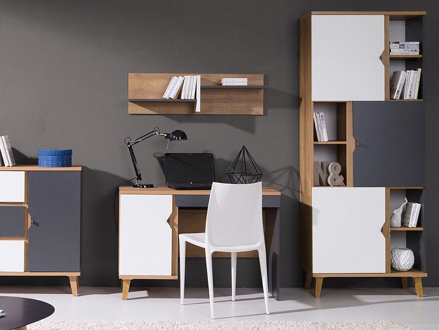 Polc MEMONE (Temero), Szín: Arany tölgy + grafit + Fehér