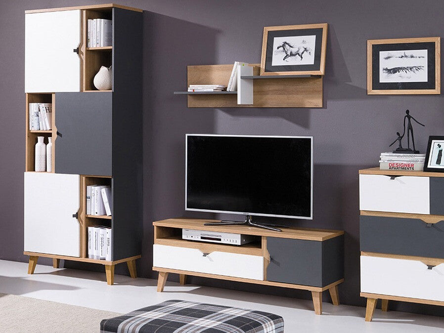 Könyvespolc MEMONE R3D (Temero), Szín: Arany tölgy + Grafit + Fehér