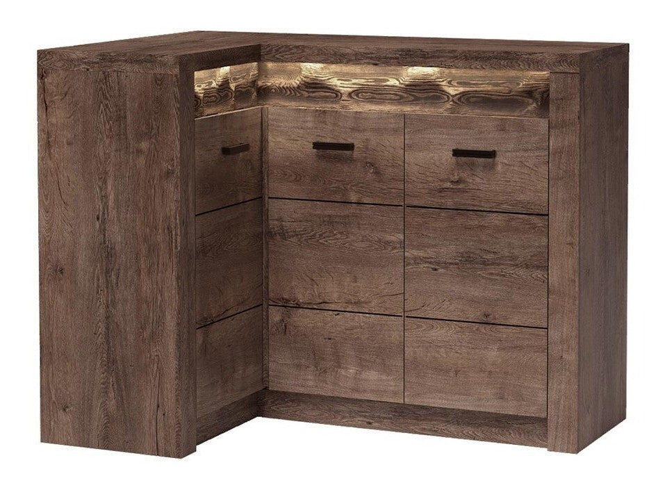 Sarokszekrény Indianapolis (Nadia N15) O, Szín: Sötét kőris, Led világítás: Nem