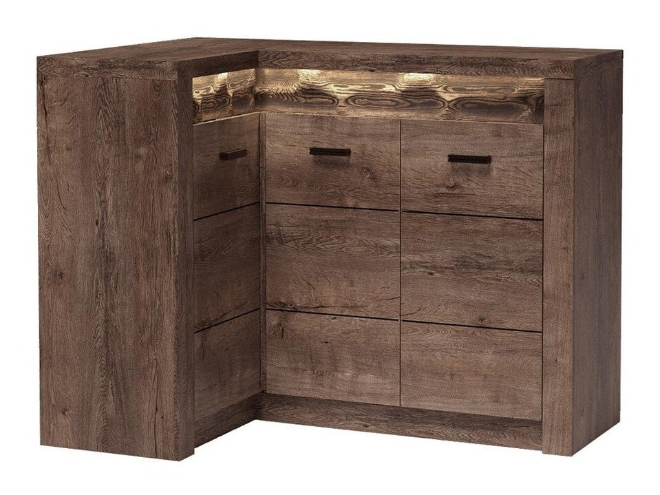 Sarokszekrény Indianapolis (Nadia N15) O, Szín: Sötét kőris, Led világítás: Igen