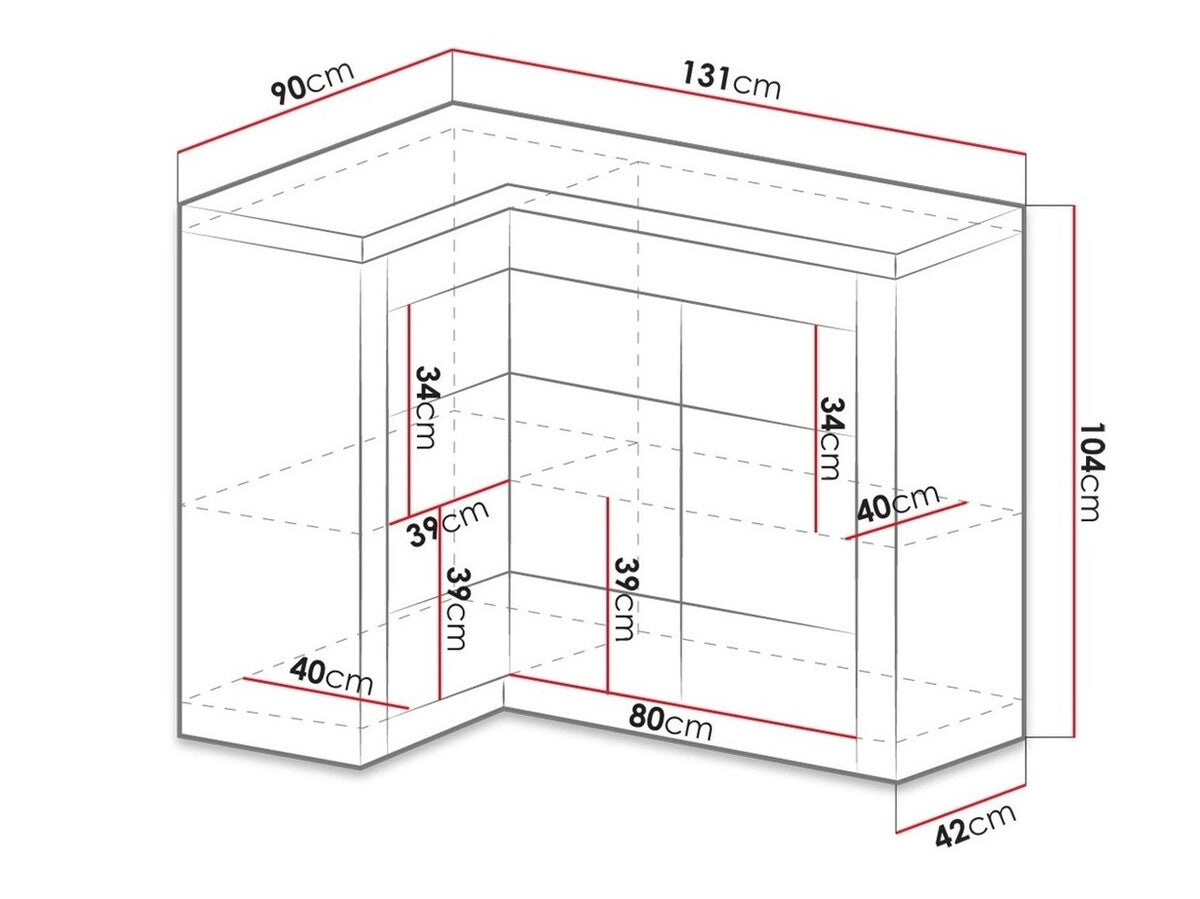 Sarokszekrény Indianapolis (Nadia N15) O, Szín: Sötét kőris, Led világítás: Igen